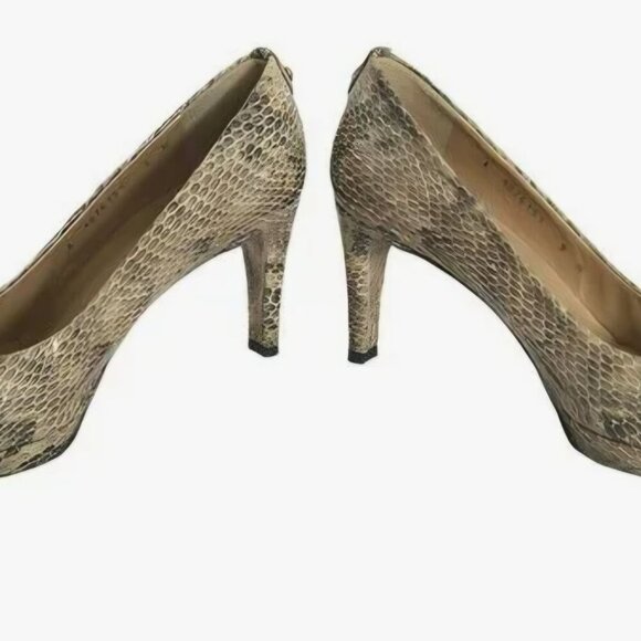 Stuart Weitzman Old Money sexy snakeskin peep toe Comfort snakeskin heels 10 - Picture 2 of 7